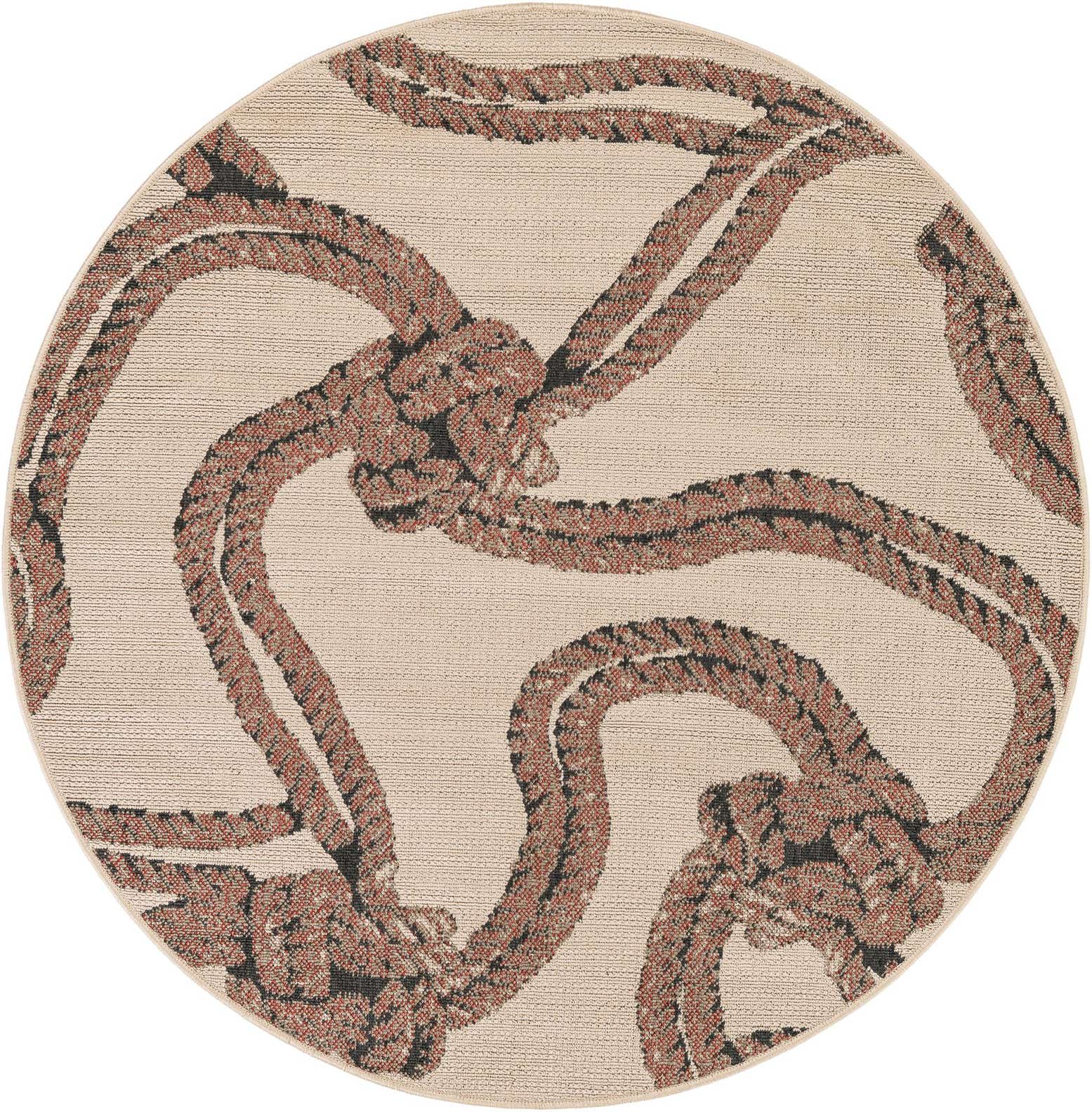 5' x 5' Easy-Clean Coastal Indoor / Outdoor Round Rug