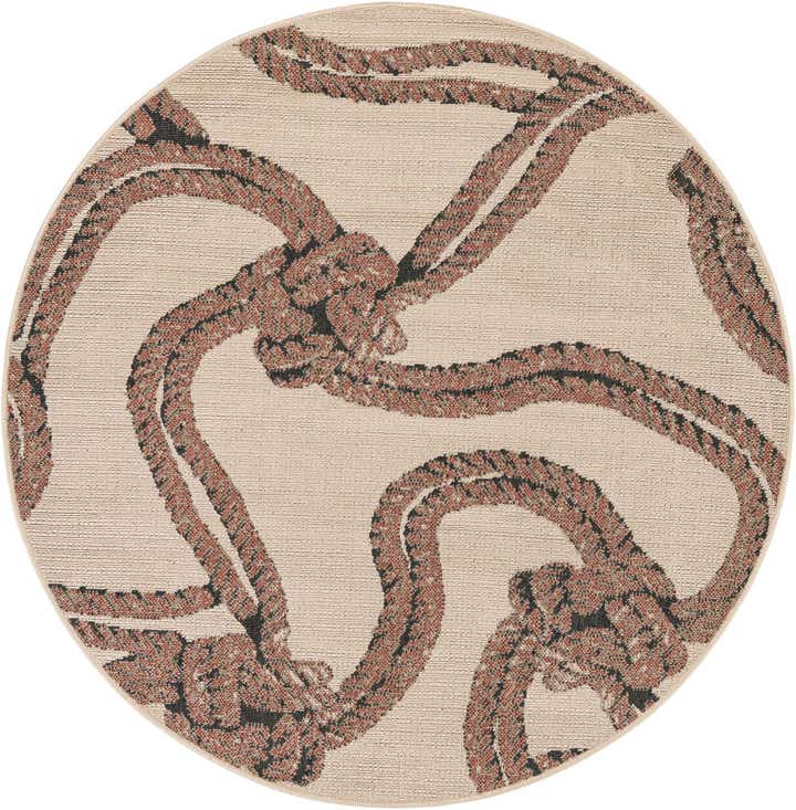 5' x 5' Easy-Clean Coastal Indoor / Outdoor Round Rug