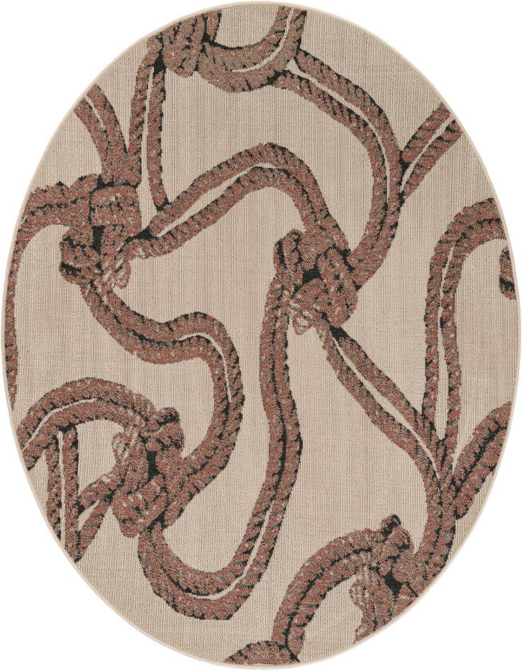 Detail image of 6' x 6' Easy-Clean Coastal Indoor / Outdoor Round Rug