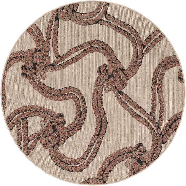 6' x 6' Easy-Clean Coastal Indoor / Outdoor Round Rug