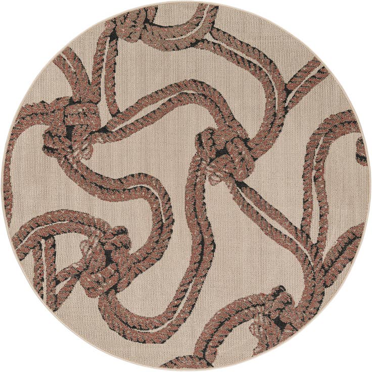 Detail image of 6' x 6' Easy-Clean Coastal Indoor / Outdoor Round Rug