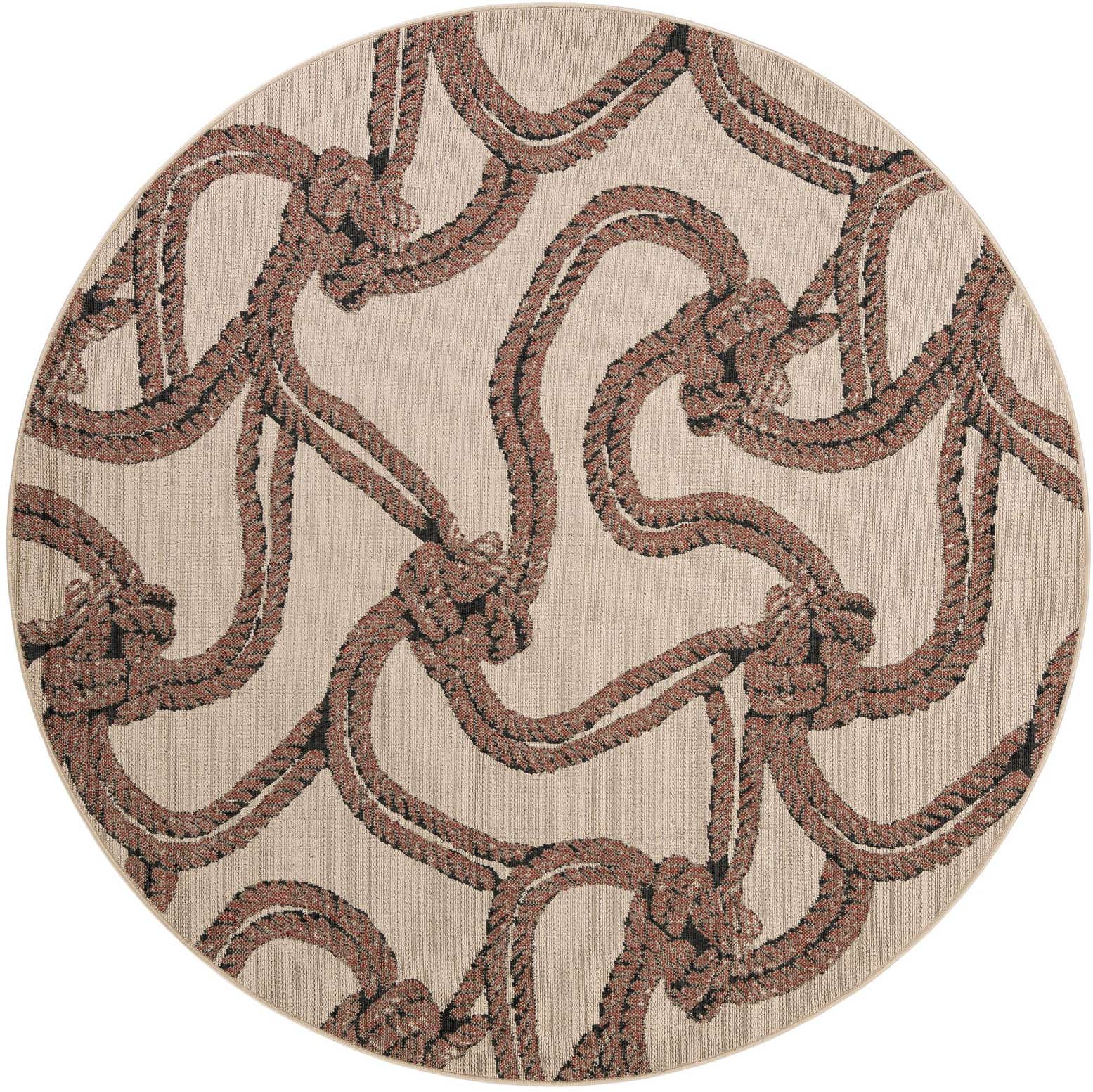 7' 10 x 7' 10 Easy-Clean Coastal Indoor / Outdoor Round Rug