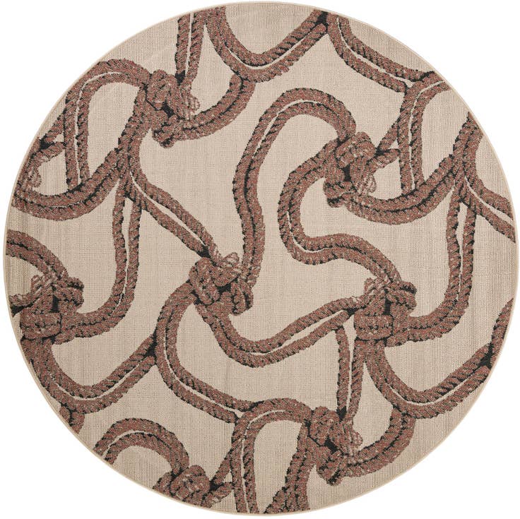 Detail image of 7' 10 x 7' 10 Easy-Clean Coastal Indoor / Outdoor Round Rug