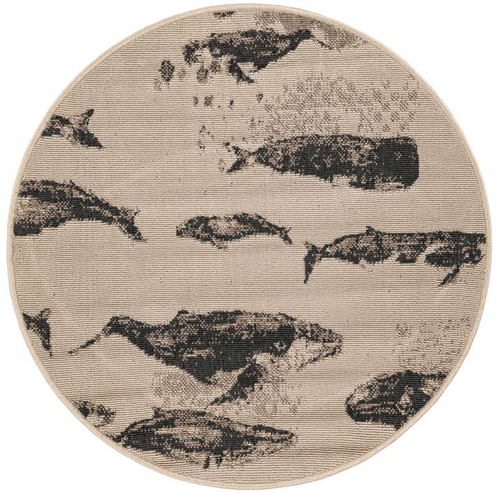 3' x 3' Easy-Clean Coastal Indoor / Outdoor Round Rug