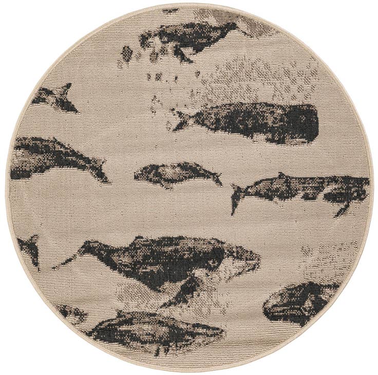 Detail image of 3' x 3' Easy-Clean Coastal Indoor / Outdoor Round Rug