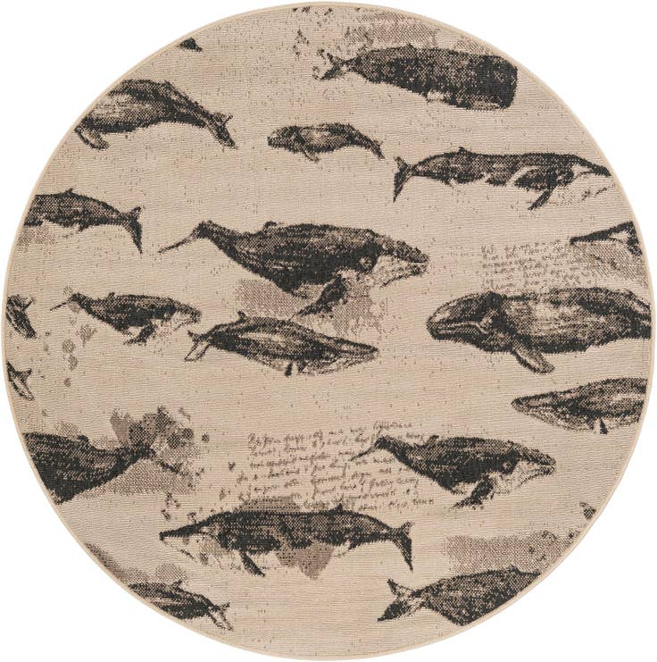 Detail image of 5' x 5' Easy-Clean Coastal Indoor / Outdoor Round Rug