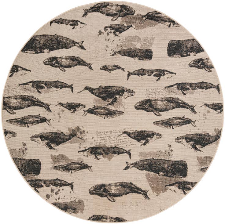 Detail image of 6' x 6' Easy-Clean Coastal Indoor / Outdoor Round Rug
