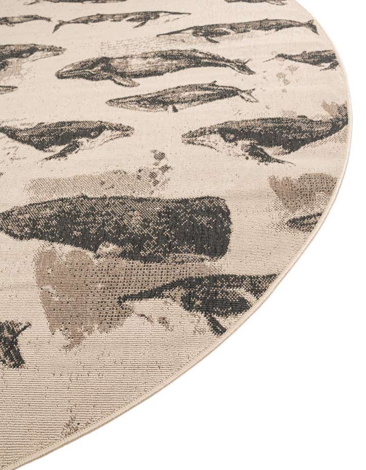 3' x 3' Easy-Clean Coastal Indoor / Outdoor Round Rug
