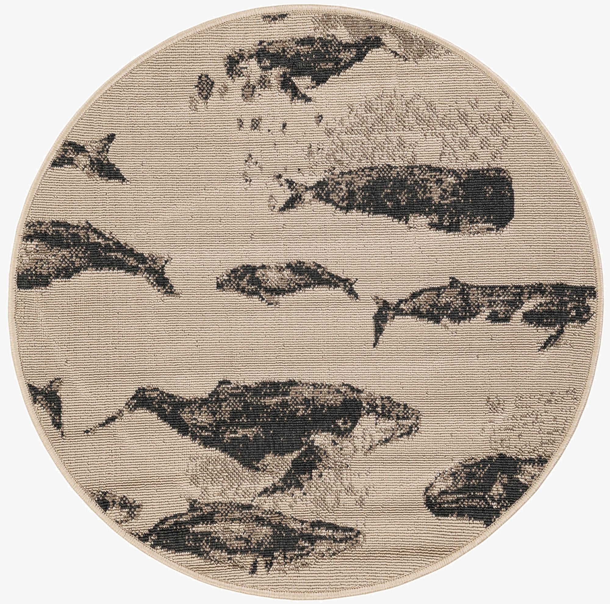 Primary image 3' x 3'  Washable Coastal Indoor / Outdoor Round Rug