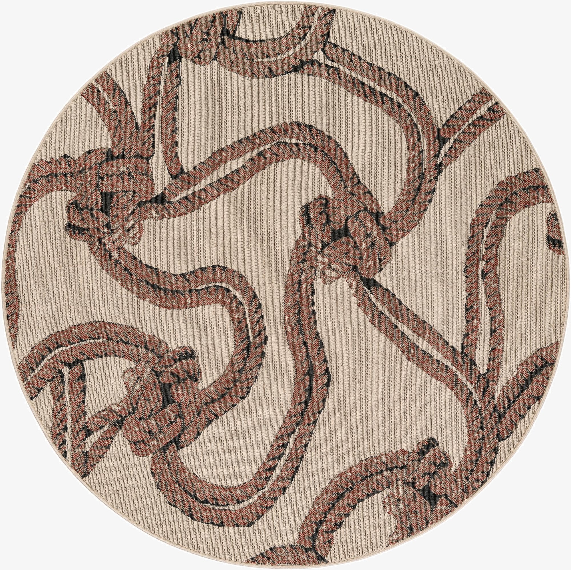 Primary image 6' x 6'  Washable Coastal Indoor / Outdoor Round Rug