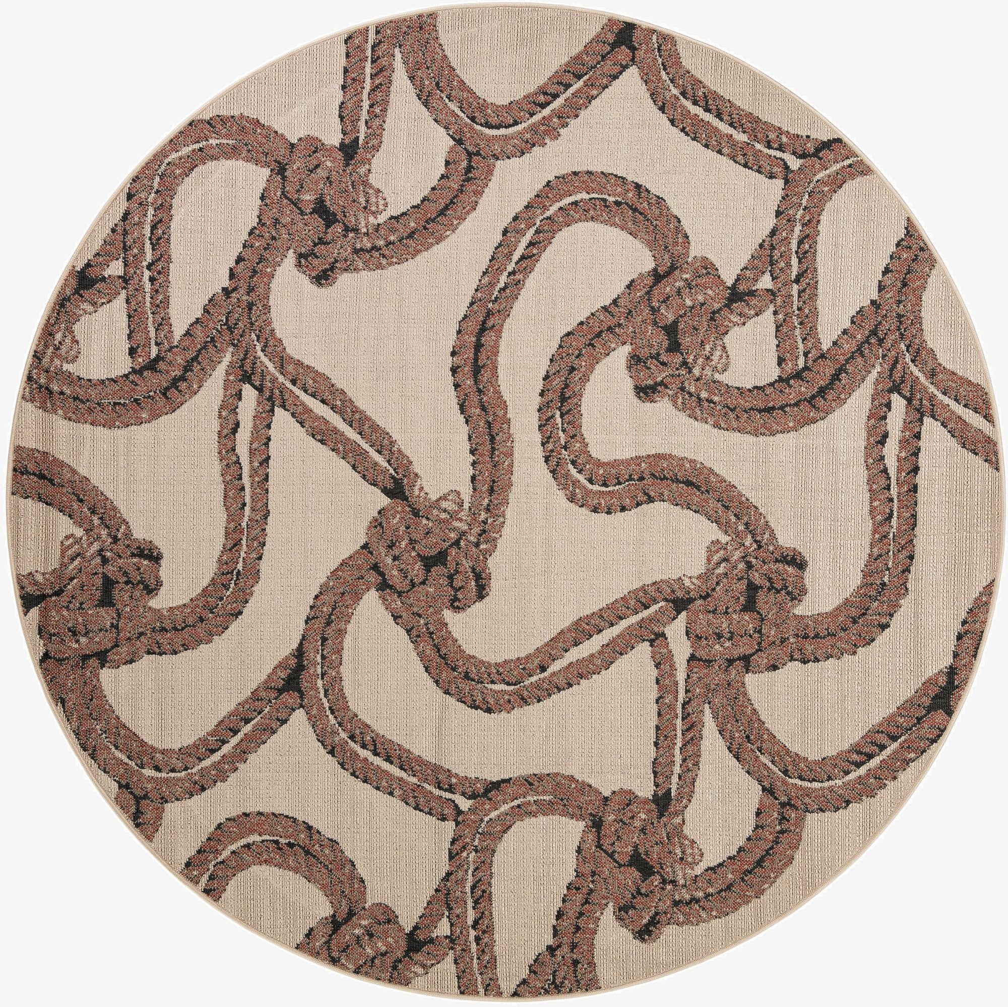 7' 10 x 7' 10  Washable Coastal Indoor / Outdoor Round Rug