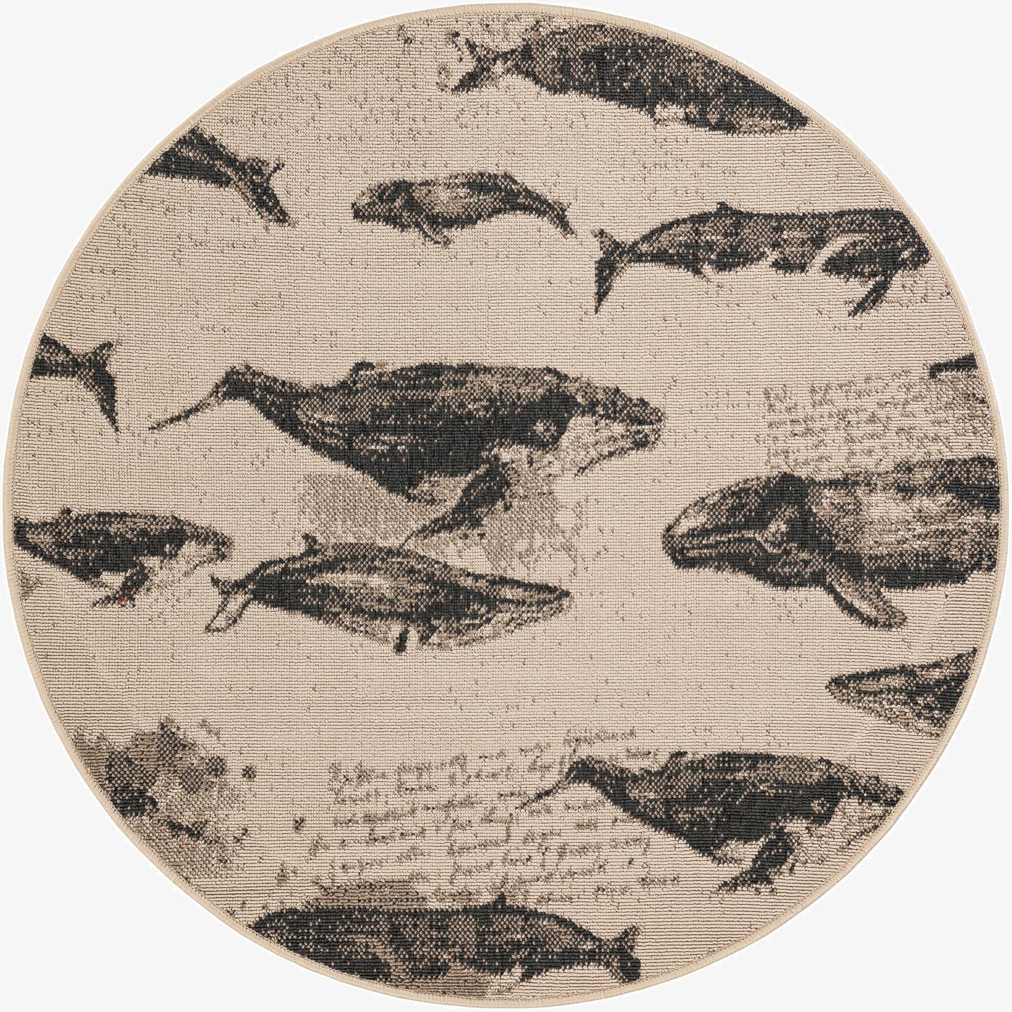 4' x 4'  Washable Coastal Indoor / Outdoor Round Rug