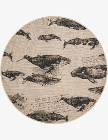 4' x 4' Easy-Clean Coastal Indoor / Outdoor Round Rug