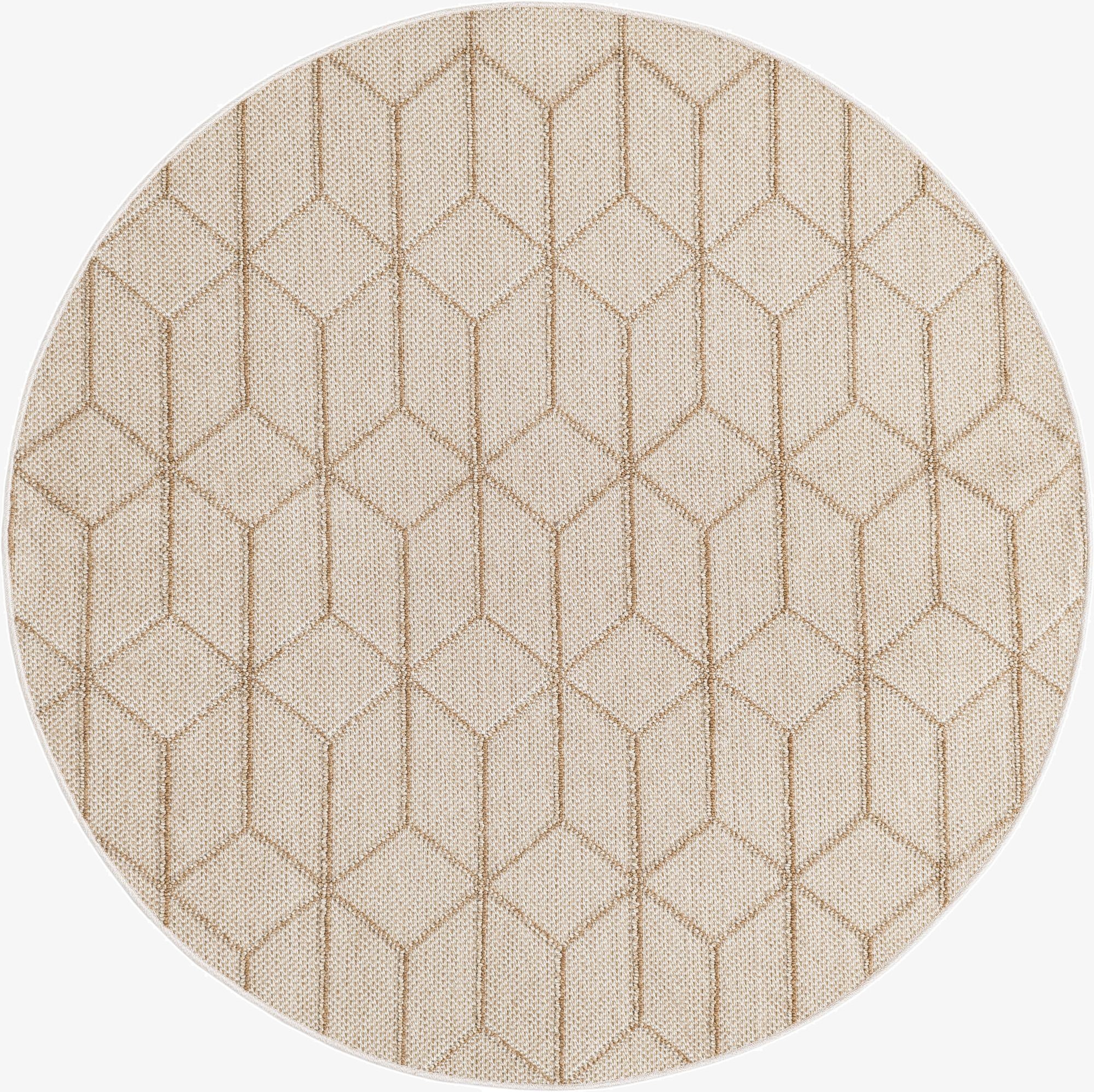 5' 3 x 5' 3 Washable Lattice Indoor / Outdoor Round Rug