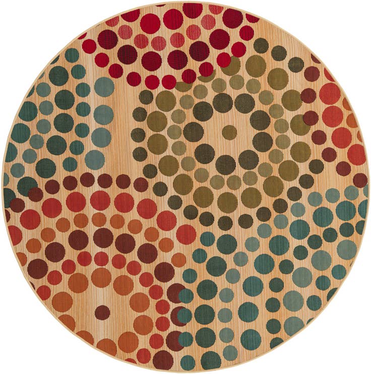 Detail image of 5' x 5' Easy-Clean Modern Indoor / Outdoor Round Rug