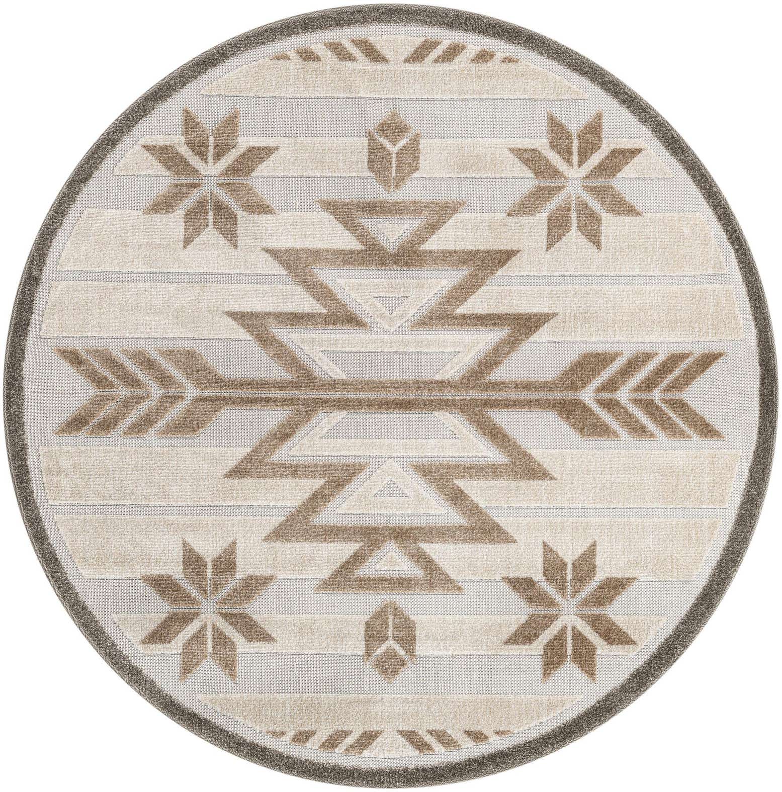5' 3 x 5' 3 Easy-Clean Modern Indoor / Outdoor Round Rug