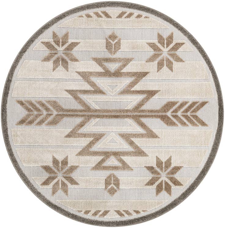 Detail image of 5' 3 x 5' 3 Easy-Clean Modern Indoor / Outdoor Round Rug