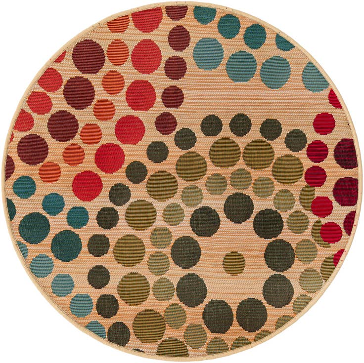 Detail image of 2' 7 x 2' 7 Easy-Clean Modern Indoor / Outdoor Round Rug