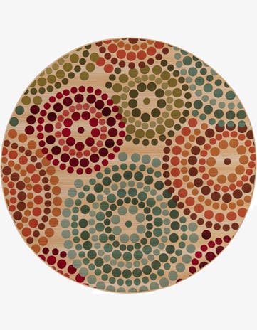 Beige Easy-Clean Modern Indoor / Outdoor Round Rug