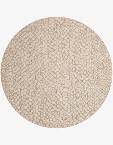 Beige Easy-Clean Safari Indoor / Outdoor Round Rug