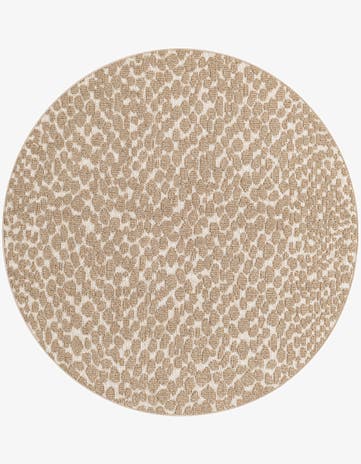 Beige Easy-Clean Safari Indoor / Outdoor Round Rug