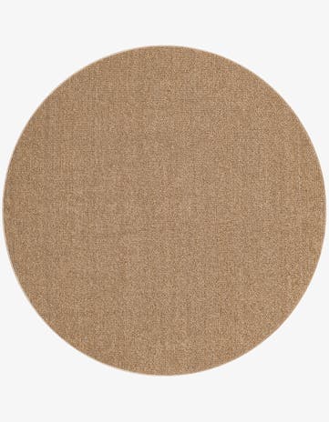 Beige Easy-Clean Solid Indoor / Outdoor Round Rug