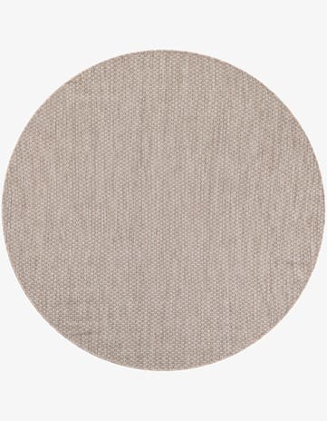 Beige Easy-Clean Solid Indoor / Outdoor Round Rug