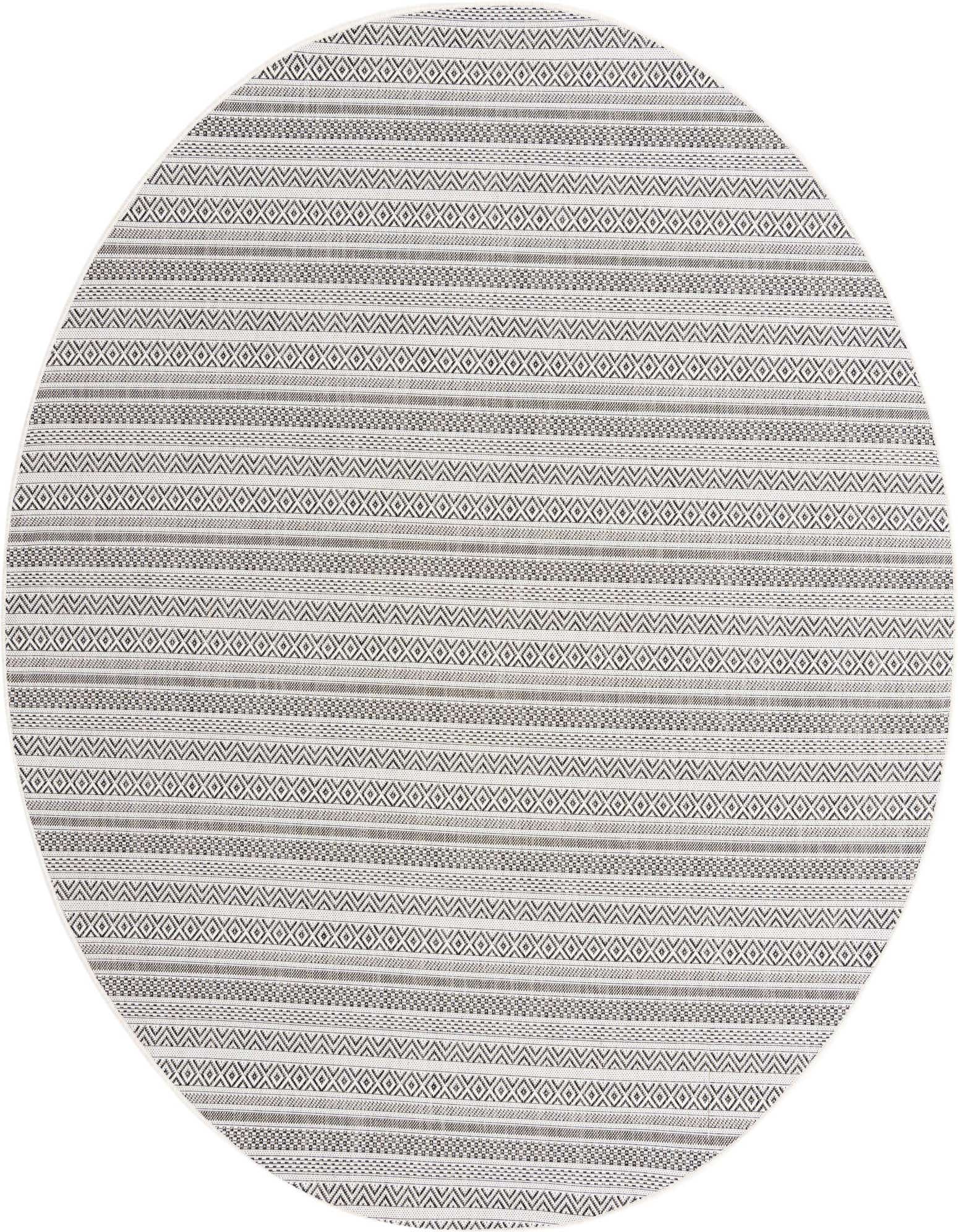 7' 10 x 7' 10 Easy-Clean Striped Indoor / Outdoor Round Rug