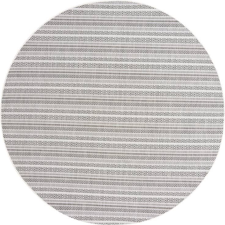 Detail image of 7' 10 x 7' 10 Easy-Clean Striped Indoor / Outdoor Round Rug
