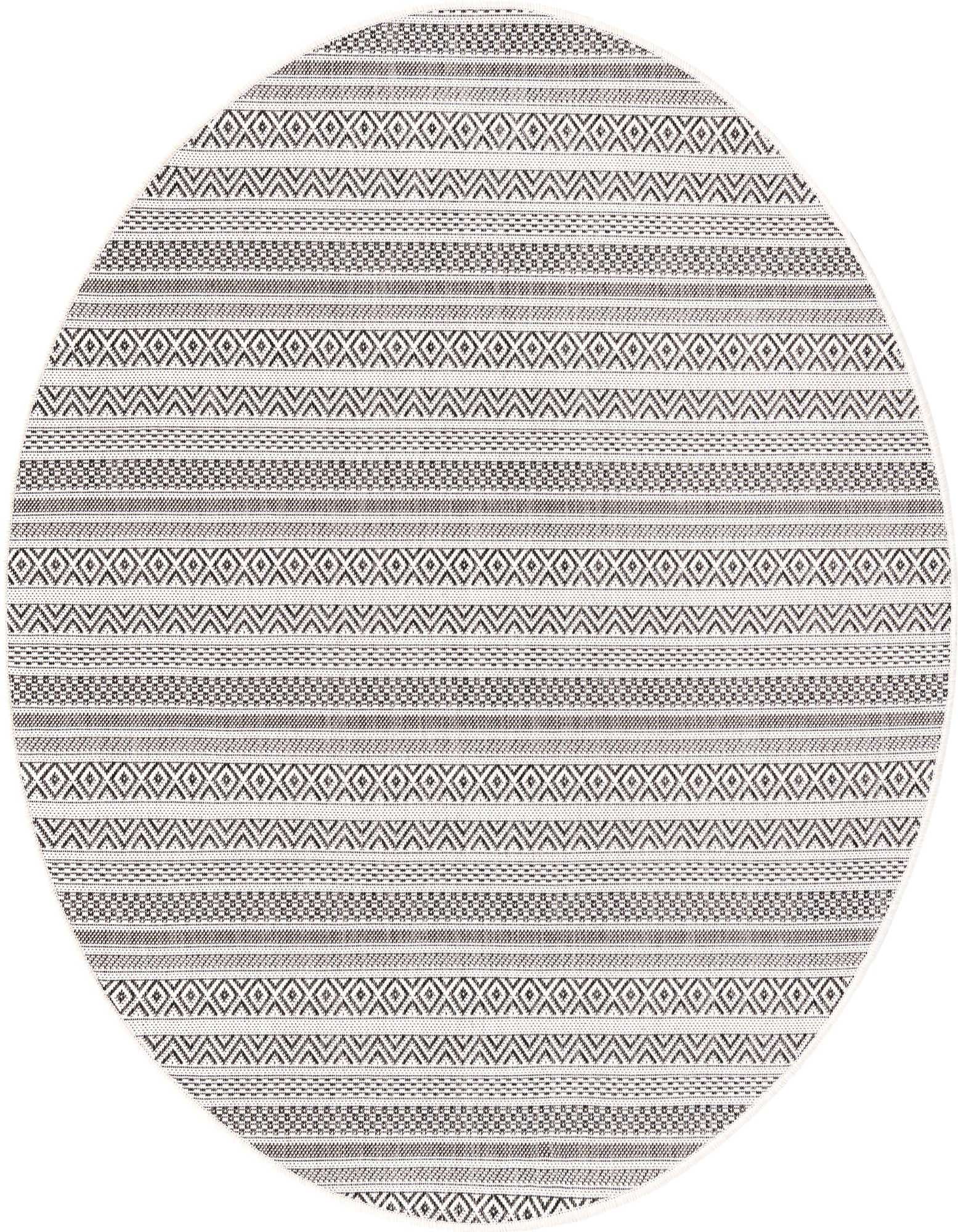 5' 3 x 5' 3 Easy-Clean Striped Indoor / Outdoor Round Rug