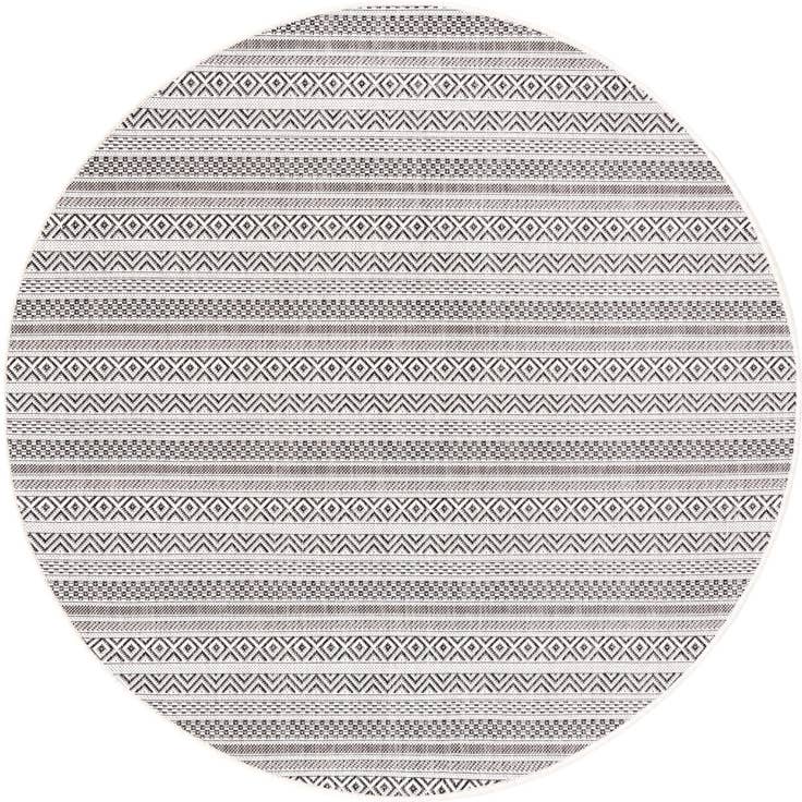 Detail image of 5' 3 x 5' 3 Easy-Clean Striped Indoor / Outdoor Round Rug