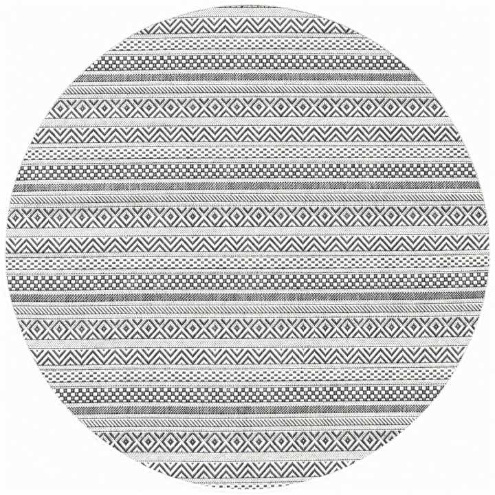 4' x 4' Easy-Clean Striped Indoor / Outdoor Round Rug