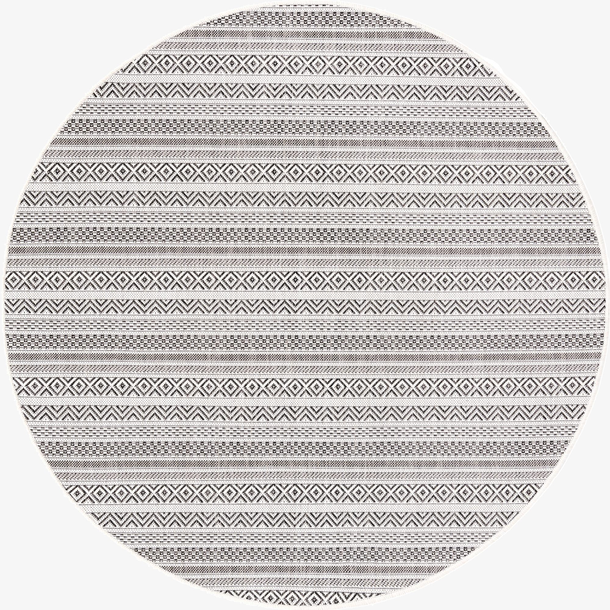 Primary image 5' 3 x 5' 3  Washable Striped Indoor / Outdoor Round Rug