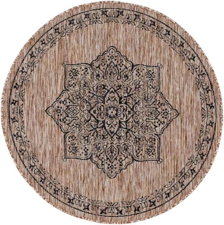 4' x 4' Easy-Clean Traditional Indoor / Outdoor Round Rug