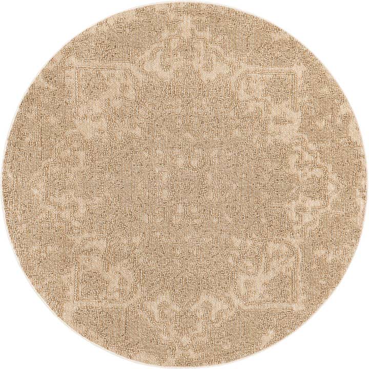 5' 3 x 5' 3 Easy-Clean Traditional Indoor / Outdoor Round Rug