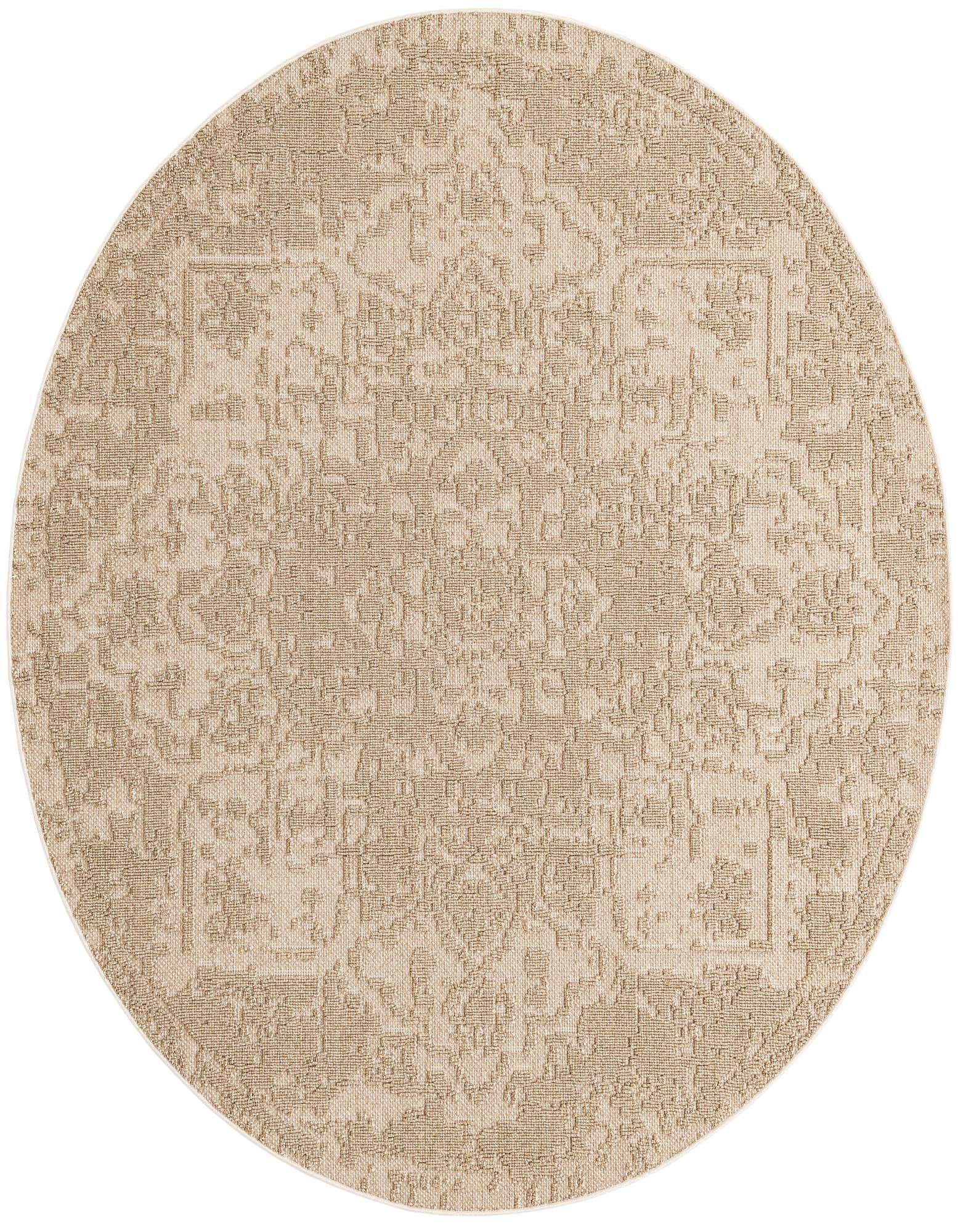 7' 10 x 7' 10 Easy-Clean Traditional Indoor / Outdoor Round Rug