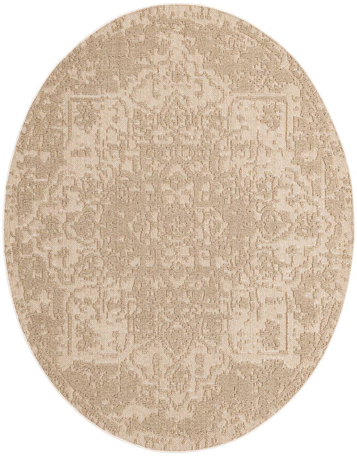 Detail image of 7' 10 x 7' 10 Easy-Clean Traditional Indoor / Outdoor Round Rug
