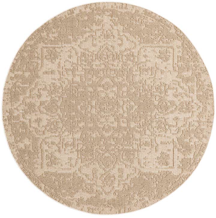 7' 10 x 7' 10 Easy-Clean Traditional Indoor / Outdoor Round Rug
