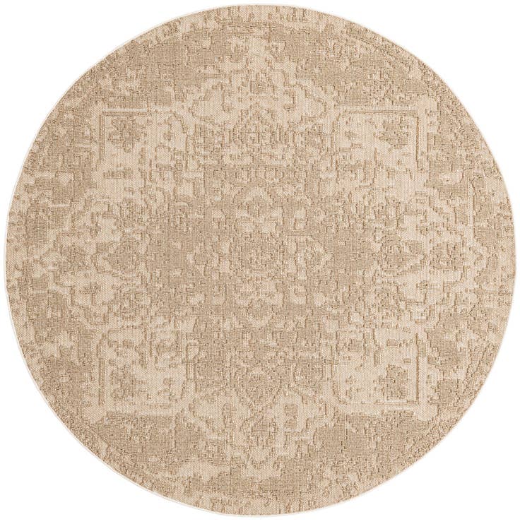 Detail image of 7' 10 x 7' 10 Easy-Clean Traditional Indoor / Outdoor Round Rug