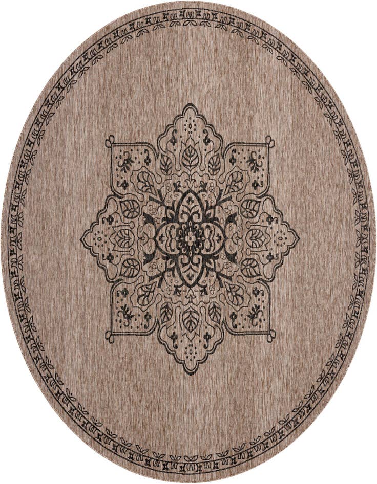 Detail image of 10' x 10' Easy-Clean Traditional Indoor / Outdoor Round Rug