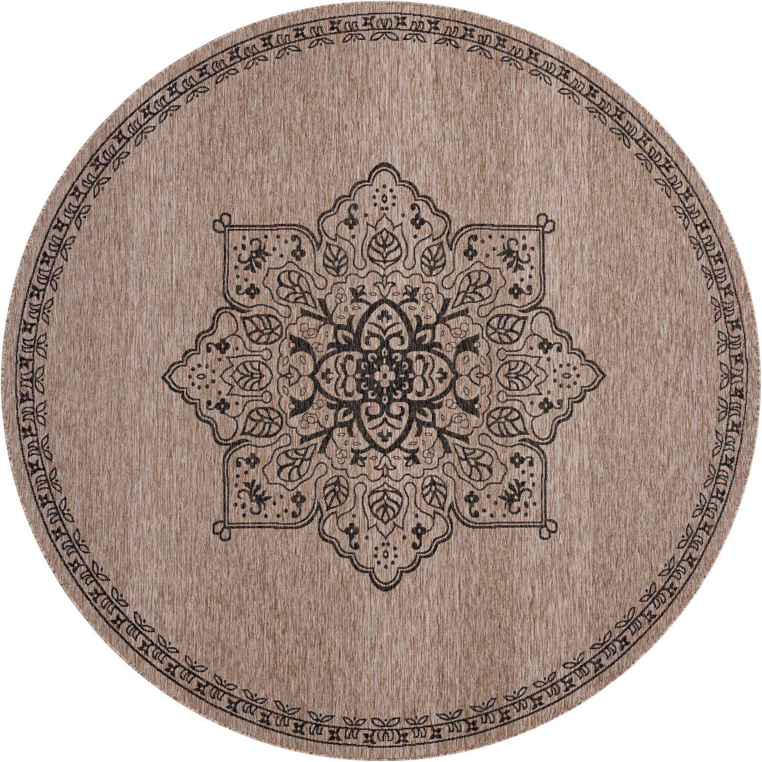 10' x 10' Easy-Clean Traditional Indoor / Outdoor Round Rug