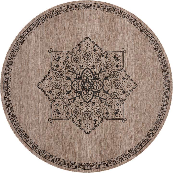 10' x 10' Easy-Clean Traditional Indoor / Outdoor Round Rug
