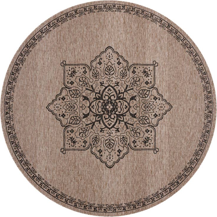 Detail image of 10' x 10' Easy-Clean Traditional Indoor / Outdoor Round Rug