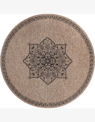 12' x 12' Easy-Clean Traditional Indoor / Outdoor Round Rug