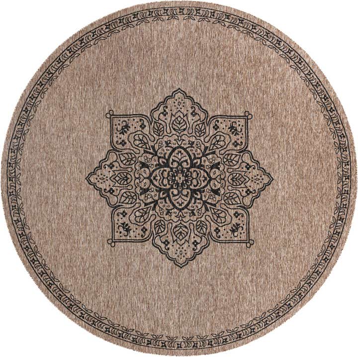 12' x 12' Easy-Clean Traditional Indoor / Outdoor Round Rug