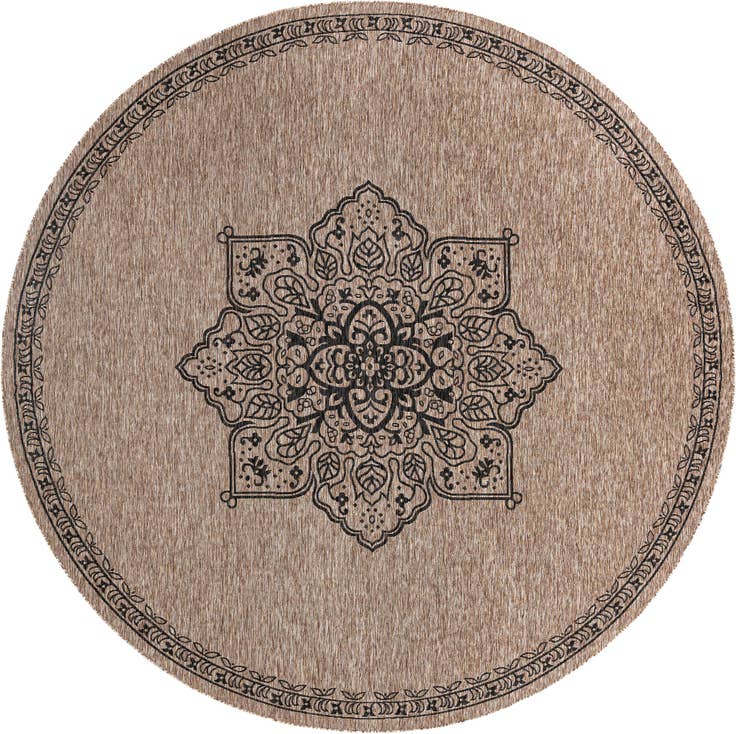 Detail image of 12' x 12' Easy-Clean Traditional Indoor / Outdoor Round Rug