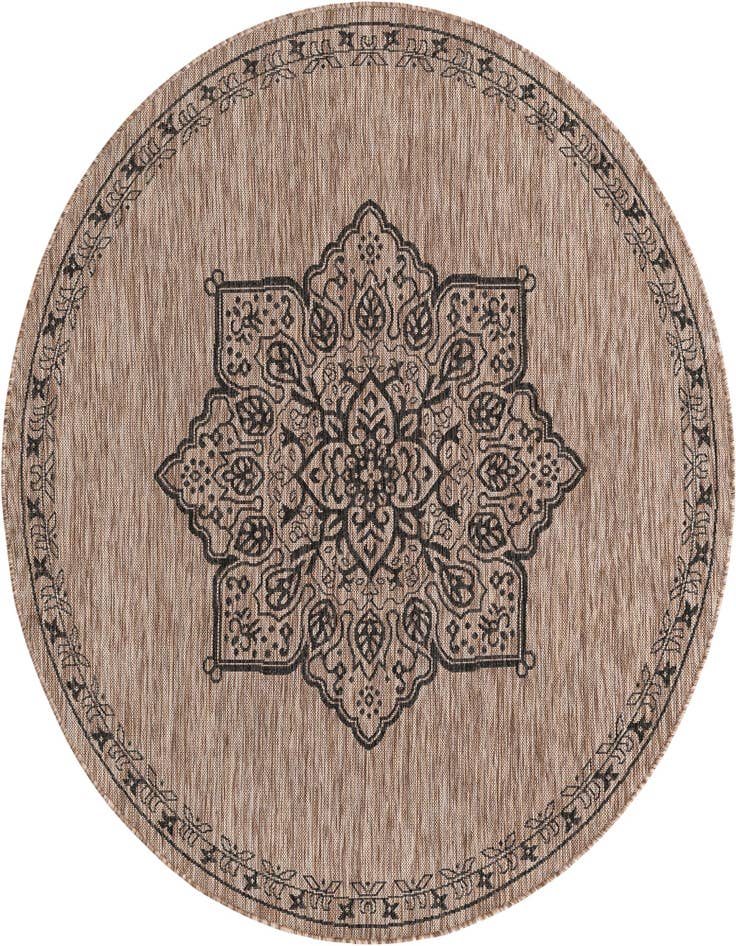 Detail image of 6' x 6' Easy-Clean Traditional Indoor / Outdoor Round Rug
