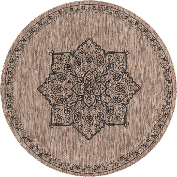 6' x 6' Easy-Clean Traditional Indoor / Outdoor Round Rug