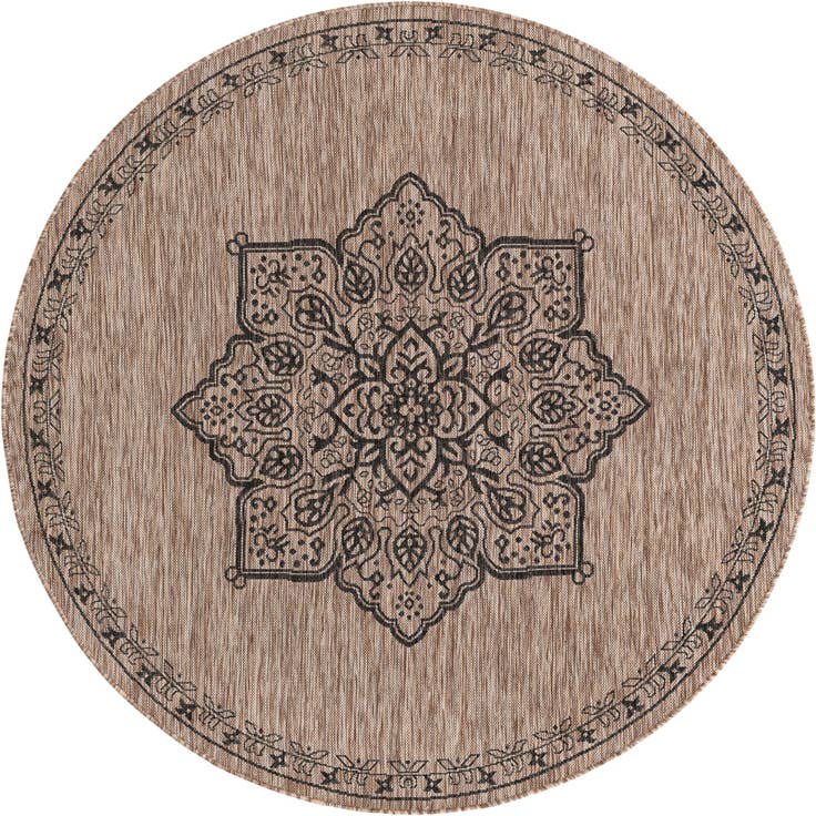Detail image of 6' x 6' Easy-Clean Traditional Indoor / Outdoor Round Rug