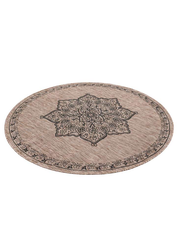 6' x 6' Easy-Clean Traditional Indoor / Outdoor Round Rug